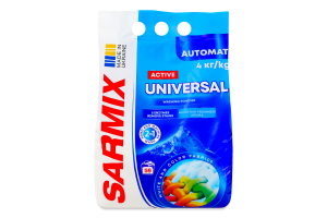 Пральний порошок Sarmix Active Universal Автомат, 59 циклів прання, 4 кг